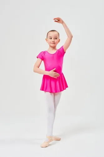 tanzmuster Bodykleid Ballettkleid Marina aus glänzendem Lycra Ballettbody mit Röckchen für Mädchen