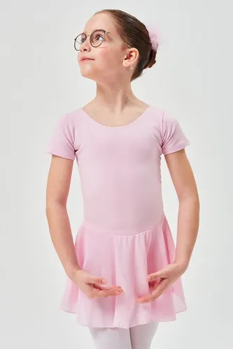 tanzmuster Chiffonkleid Ballettkleid Lucy mit kurzen Ärmeln Mädchen Ballettbody mit Chiffon Röckchen