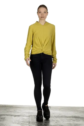 The Swiss Label Damen Drapiertes Langarm Shirt gelb