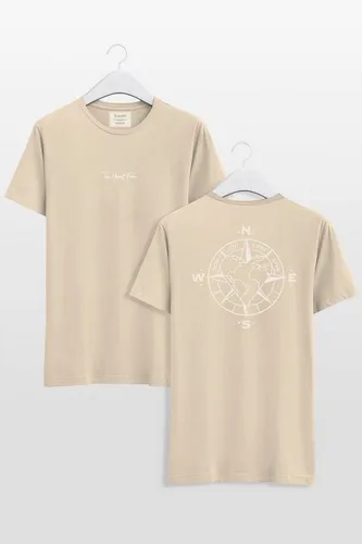 TheHeartFam T-Shirt Nachhaltiges Bio-Baumwolle Tshirt Sand Kompass Herren Frauen Hergestellt in Portugal / Familienunternehmen