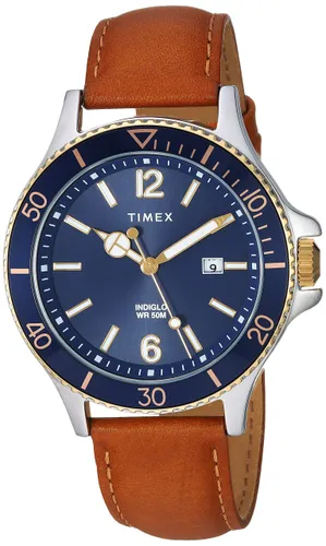 Timex Harborside Herrenuhr mit Braunem/Blauem Lederarmband