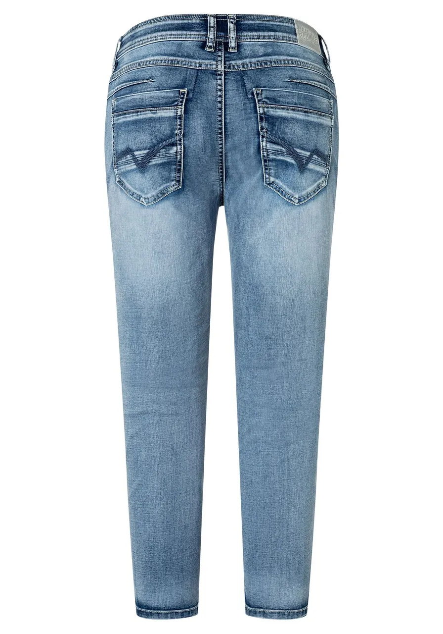 TIMEZONE Damen Jeans JillyTZ Cropped - Regular Fit - Blau - Aqua Blue Wash