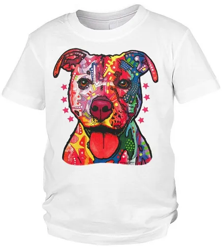 Tini - Shirts Print-Shirt Pitbull Motiv Kinder Tshirt buntes Hundemoitv Kinder Tshirt : Pitbull