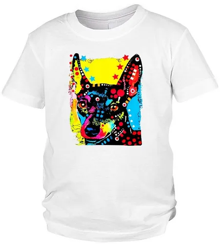 Tini - Shirts T-Shirt Zwergpinscher Motiv Kinder T-Shirt buntes Hunde Motiv Kindershirt : Miniature Pinscher