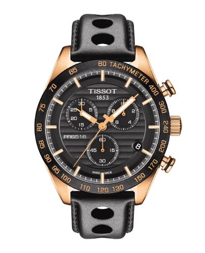 Tissot Herren-Armbanduhr 42mm Armband Leder Schwarz Quarz