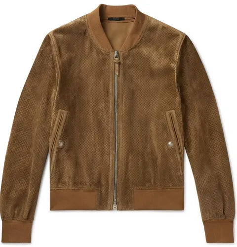 Tom Ford Winterjacke Tom Ford Iconic Perforated Suede Bomber Jacket Leather Jacke Pilot Blo