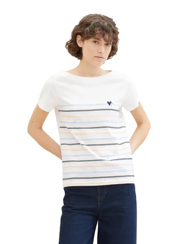 TOM TAILOR Damen Basic T-Shirt mit Streifen
