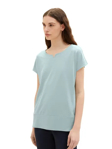 TOM TAILOR Damen T-Shirt aus Viskose im Blusen-Style