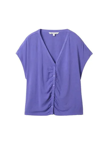 TOM TAILOR Denim Blusenshirt v-neck blouse with buttons, vibrant purple