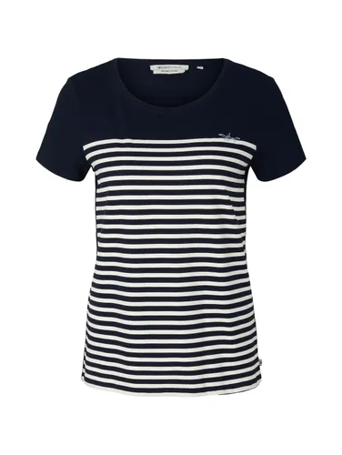 Tom Tailor Denim Damen T-Shirt RELAXED STRIPED - Relaxed Fit