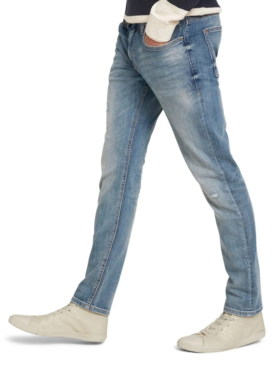 Tom Tailor Denim Herren Jeans Piers - Slim Fit - Blau - Used Light Stone Blue Denim