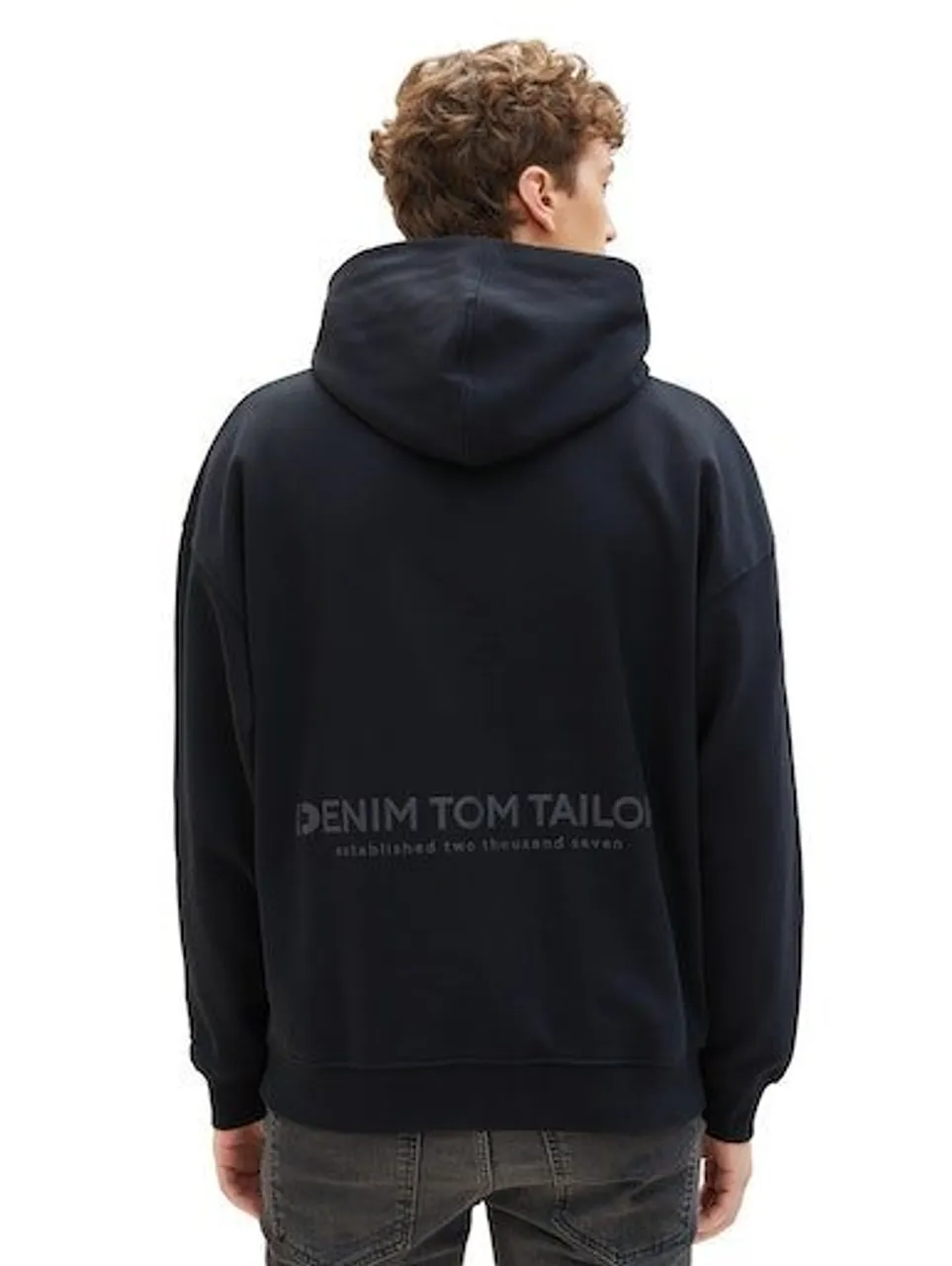 TOM TAILOR Denim Kapuzensweatshirt mit großem Logodruck