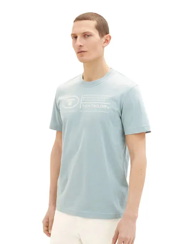 TOM TAILOR Herren Basic T-Shirt mit Print aus Baumwolle