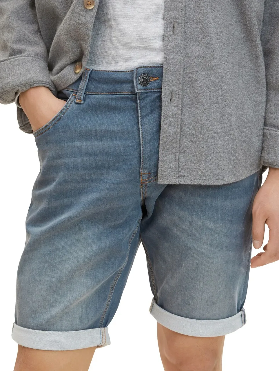 Tom Tailor Herren Jeans Short JOSH Regular Fit - Grau - Blau