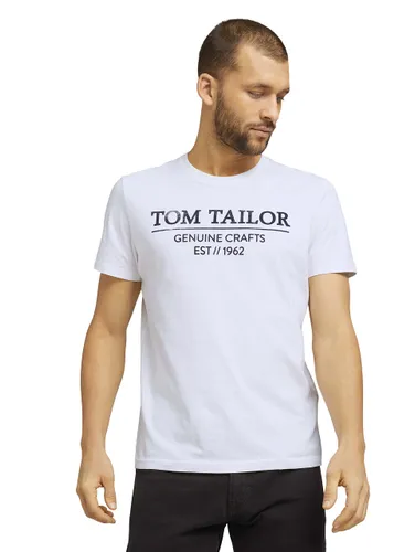 TOM TAILOR Herren T-Shirt mit Logo-Print aus Bio-Baumwolle