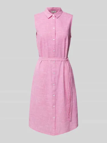 Tom Tailor Knielanges Kleid mit Hahnentrittmuster in Pink Melange
