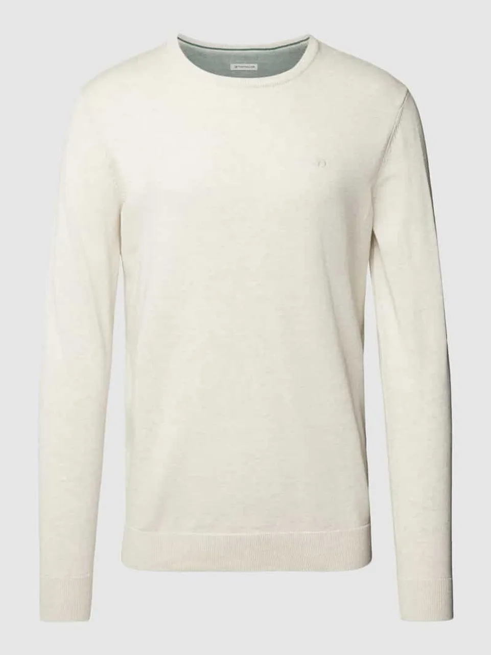 Tom Tailor Strickpullover mit Label-Stitching Modell 'BASIC' in Offwhite