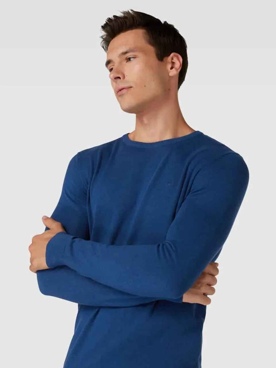 Tom Tailor Strickpullover mit Label-Stitching Modell 'BASIC' in Royal