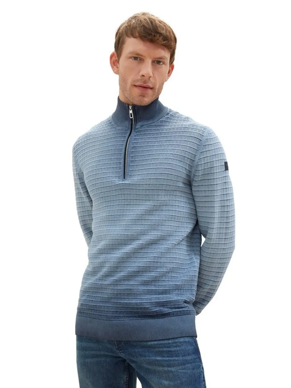 TOM TAILOR Strickpullover washed structure knit troyer