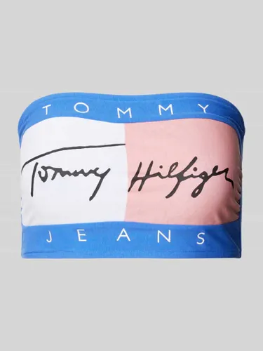 TOMMY HILFIGER Cropped Bandeau-Top mit Label-Print Modell 'HERITAGE' in Royal