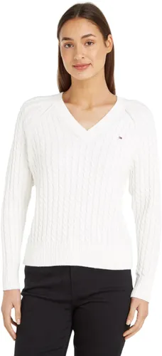 Tommy Hilfiger Damen Pullover Co Cable V-Neck Sweater