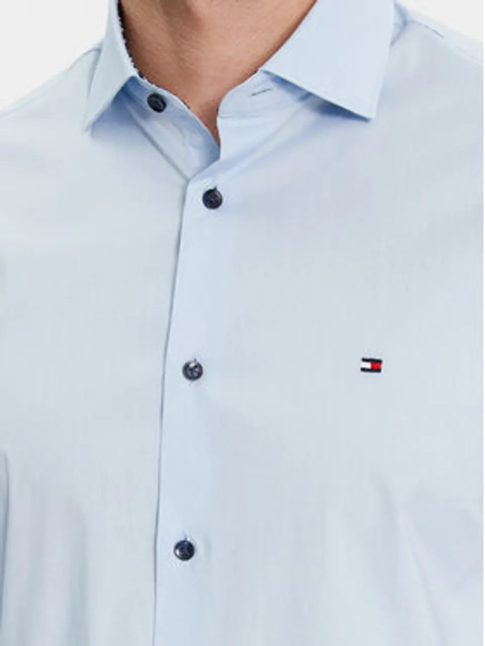 Tommy Hilfiger Hemd Cl Stretch Poplin Contrast Shirt MW0MW34259 Himmelblau Regular Fit