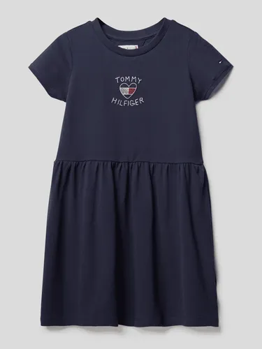 Tommy Hilfiger Kids Kurzärmeliges Sweatkleid mit Label-Stitching in Marine