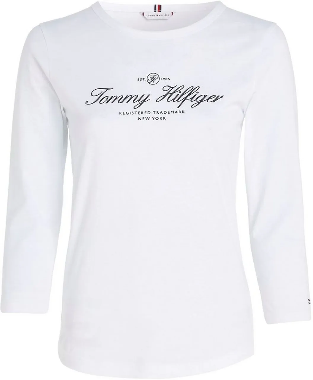 Tommy Hilfiger Langarmshirt SLIM SIGNATURE OPEN NK 3/4SLV mit Tommy Hilfiger Signature Logo-Schriftzug