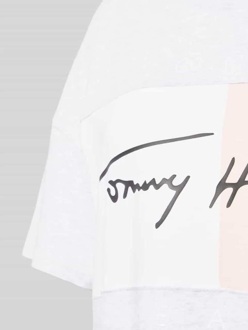 TOMMY HILFIGER Nachthemd mit Label-Print in Hellgrau