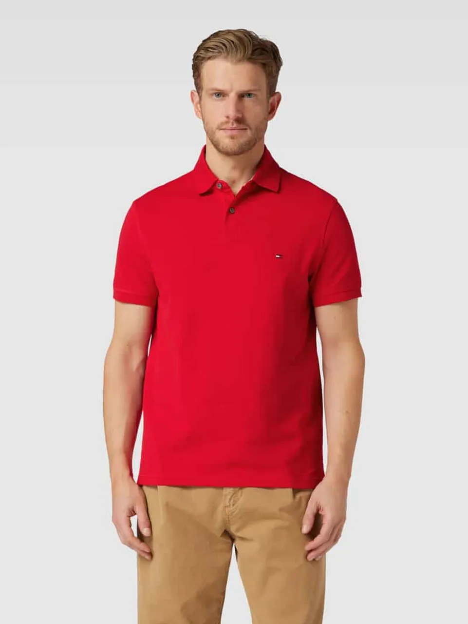 Tommy Hilfiger Poloshirt mit Label-Stitching in Rot