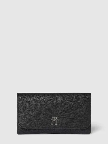 Tommy Hilfiger Portemonnaie mit Label-Applikation Modell 'EMBLEM' in Black, Größe One Size