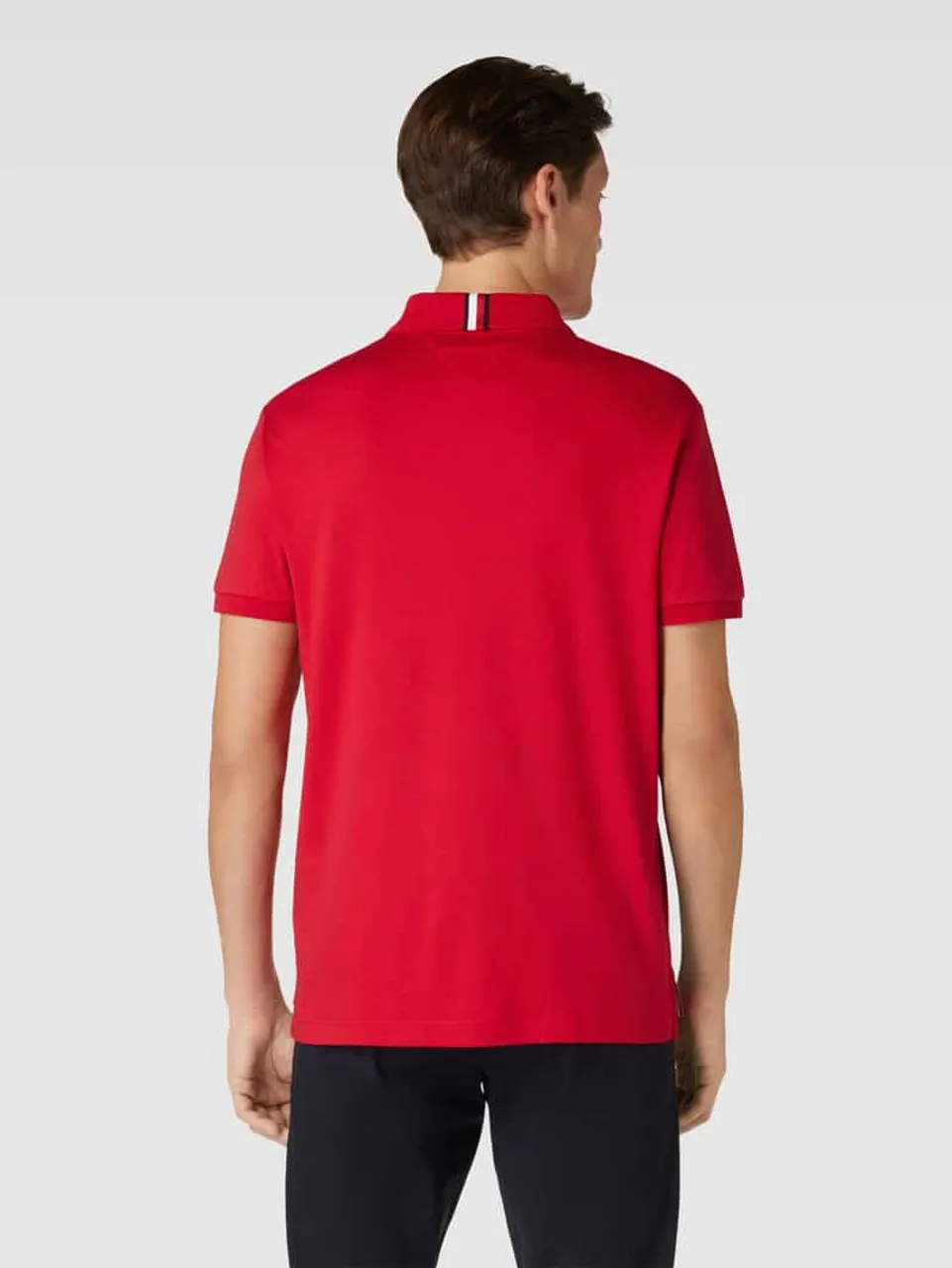 Tommy Hilfiger Regular Fit Poloshirt mit Label-Stitching in Dunkelrot