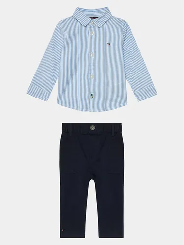 Tommy Hilfiger Set Hemd und Stoffhose Baby Ithaca Shirt Set Giftbox KN0KN01784 Blau Regular Fit