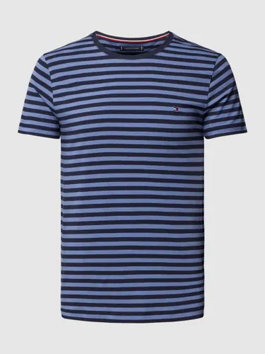 Tommy Hilfiger Slim Fit T-Shirt mit Logo-Stitching in Rauchblau