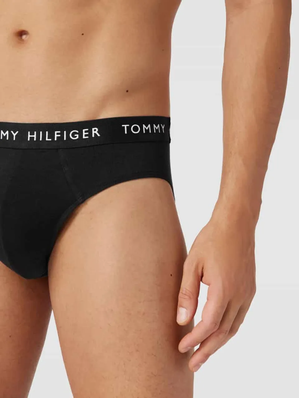 Tommy Hilfiger Slip mit Logo-Bund im 3er-Pack in Black