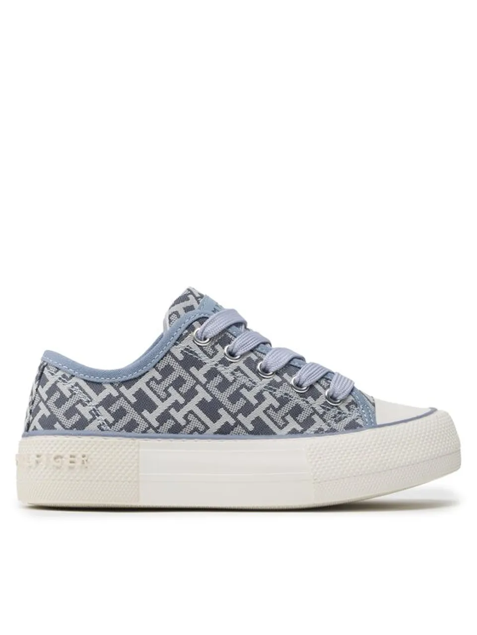 Tommy Hilfiger Sneakers aus Stoff Logo Allover Low Cut Lace-Up Sneaker T3A9-32675-0034 M Himmelblau