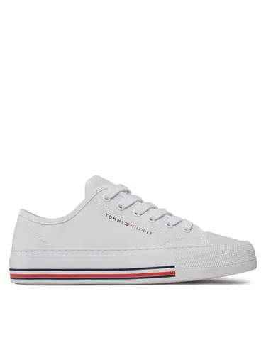 Tommy Hilfiger Sneakers aus Stoff Low Cut Lace-Up Sneaker T3A9-33185-1687 S Weiß
