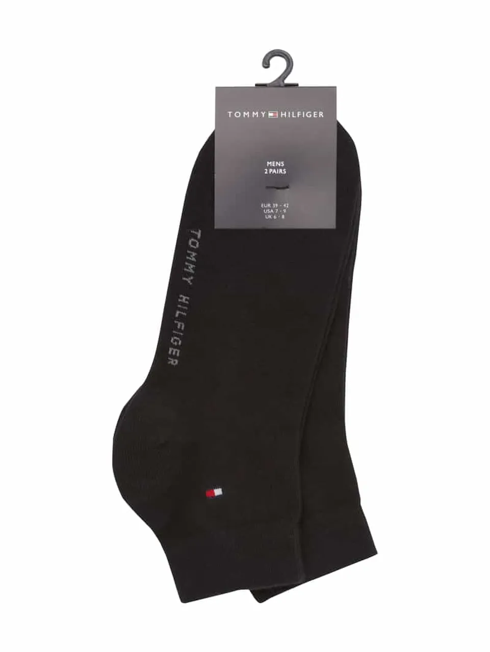 Tommy Hilfiger Sneakersocken mit Label-Detail im 2er-Pack Modell '2ER QUARTER' in Black