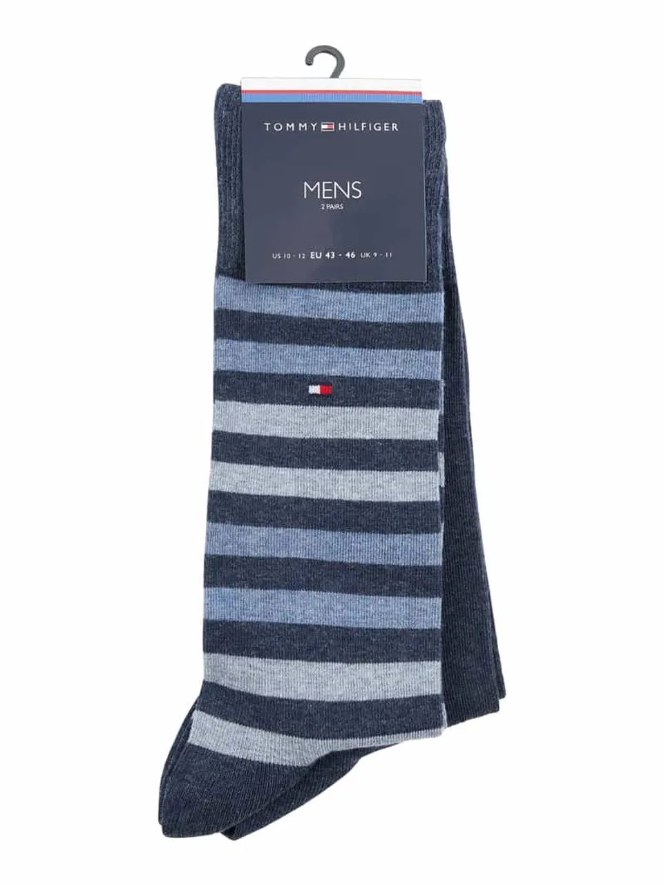 Tommy Hilfiger Socken mit Label-Detail im 2er-Pack Modell 'DUO STRIPE SOCK' in Jeansblau