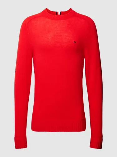 Tommy Hilfiger Strickpullover mit Label-Stitching Modell 'MERINO' in Rot