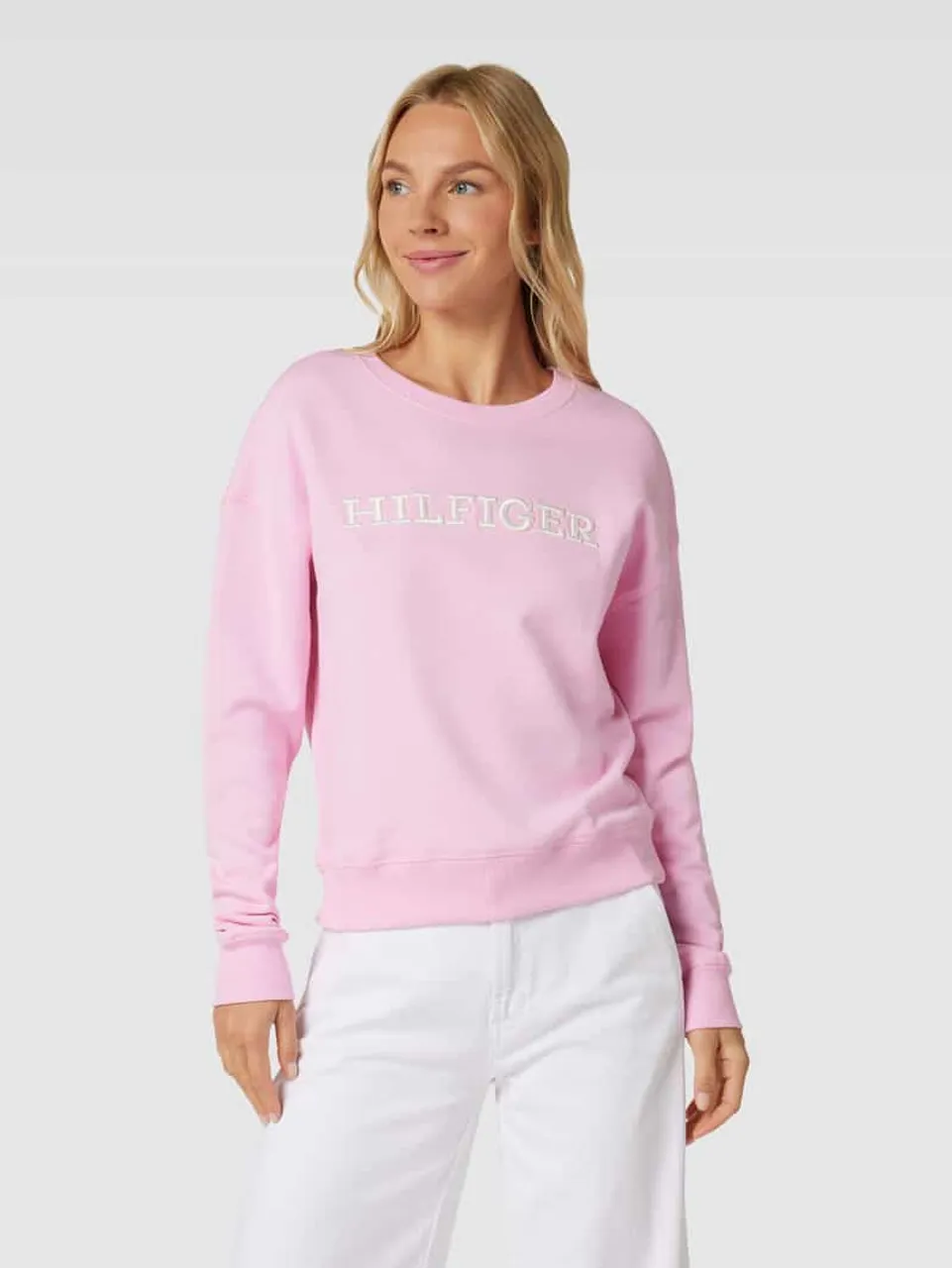 Tommy Hilfiger Sweatshirt aus Baumwolle mit Label-Detail in Rosa