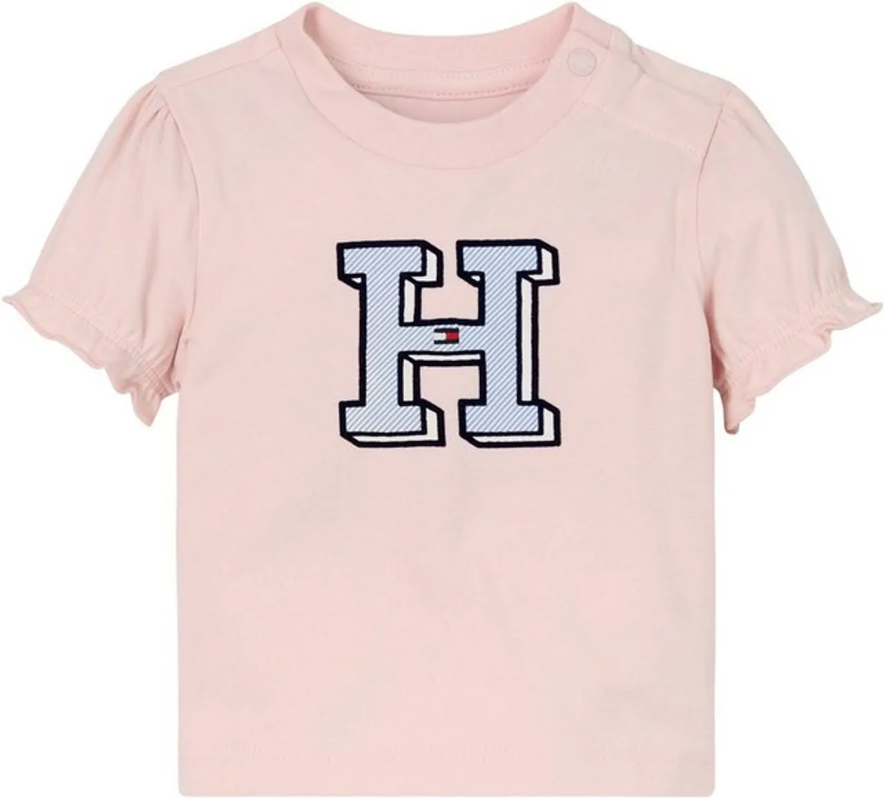 Tommy Hilfiger T-Shirt BABY ITHACA H TEE S/S mit Drucker, Rüsche am Ärmel, Hilfiger Logo-Print