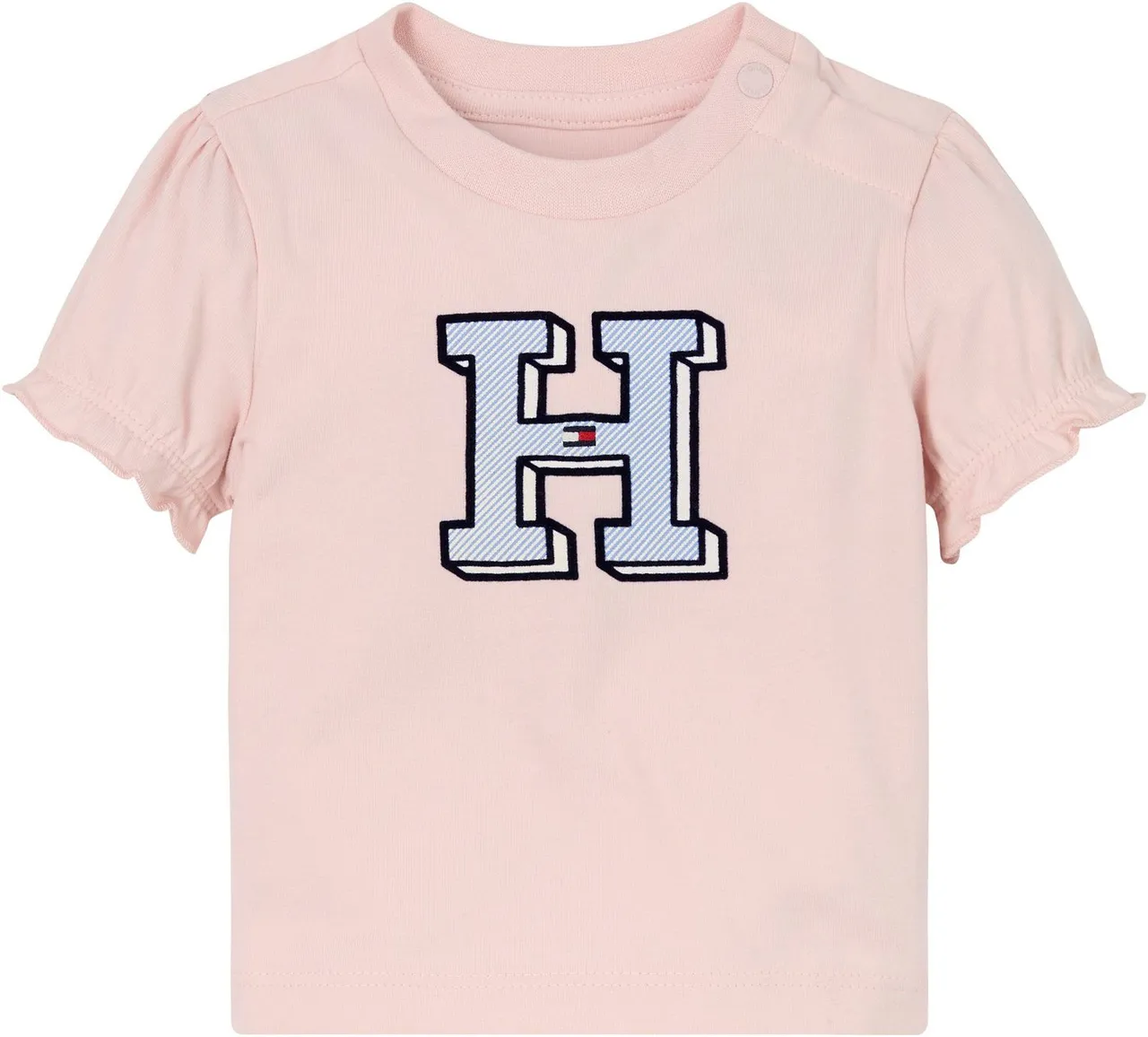 Tommy Hilfiger T-Shirt BABY ITHACA H TEE S/S mit Drucker, Rüsche am Ärmel, Hilfiger Logo-Print