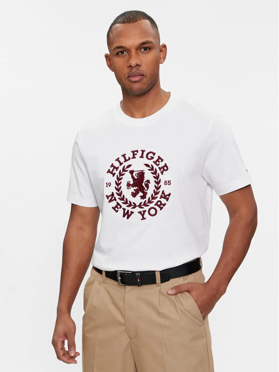 Tommy Hilfiger T-Shirt Big Icon Crest Tee MW0MW33682 Weiß Regular Fit