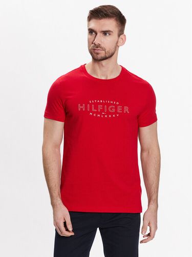 Tommy Hilfiger T-Shirt Curve Logo MW0MW30034 Rot Slim Fit