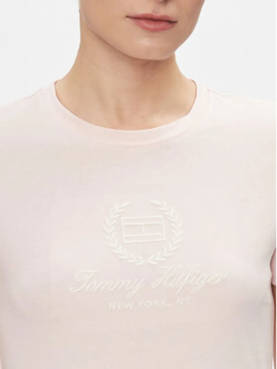 Tommy Hilfiger T-Shirt Flag Script WW0WW41761 Rosa Slim Fit