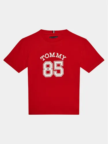 Tommy Hilfiger T-Shirt Mesh Varsity Tee S/S KB0KB08683 Rot Regular Fit