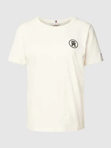 Tommy Hilfiger T-Shirt mit Label-Stitching in Ecru