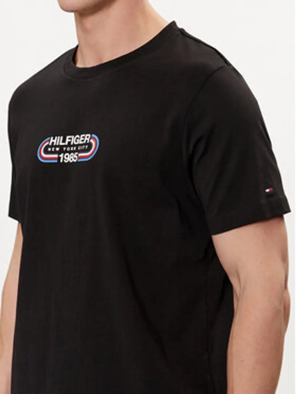 Tommy Hilfiger T-Shirt Track Graphic MW0MW34429 Schwarz Regular Fit