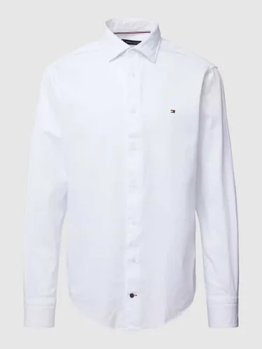 Tommy Hilfiger Tailored Regular Fit Business-Hemd mit Label-Stitching in Weiss